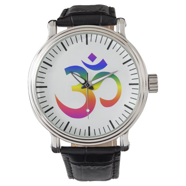 Regenbogenohm-Design (Om oder Om, indischer heilig Armbanduhr (Vorderseite)