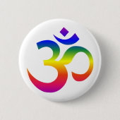 Regenbogenohm-Design (Om oder Om, indischer heilig Button (Vorderseite)