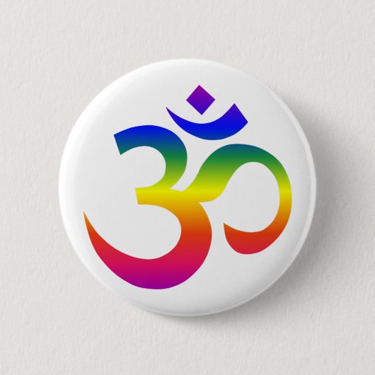 Regenbogenohm-Design (Om oder Om, indischer heilig Button (Vorderseite)