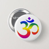 Regenbogenohm-Design (Om oder Om, indischer heilig Button (Vorne & Hinten)