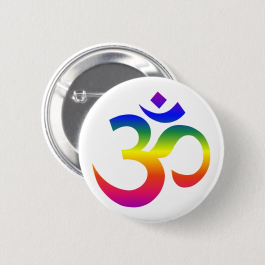 Regenbogenohm-Design (Om oder Om, indischer heilig Button (Vorne & Hinten)