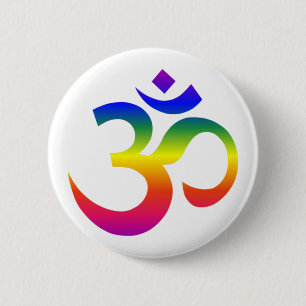 Regenbogenohm-Design (Om oder Om, indischer heilig Button