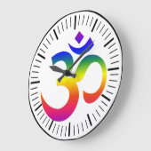 Regenbogenohm-Design (Om oder Om, indischer heilig Große Wanduhr (Winkel)