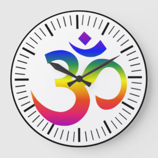 Regenbogenohm-Design (Om oder Om, indischer heilig Große Wanduhr