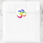 Regenbogenohm-Design (Om oder Om, indischer heilig Quadratischer Aufkleber (Tasche)