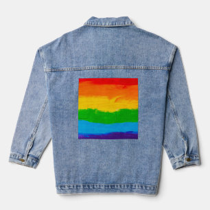 Regenbogenöl Paint LGBT Pride Denim Jacket - LGBTQ Jeansjacke