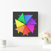 RegenbogenOrigami Quadratische Wanduhr (Zuhause)
