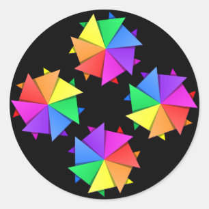 RegenbogenOrigami Runder Aufkleber