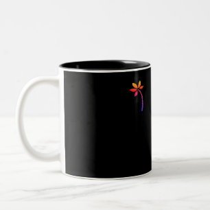 Regenbogenpalme mit schwarzem Hintergrund Zweifarbige Tasse