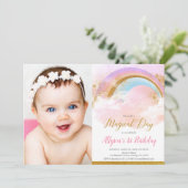Regenbogenpastellrosa und einladung (Stehend Vorderseite)
