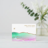 *~* Regenbogenpastete Agate Gold Glitzer Veins Sta Visitenkarte (Stehend Vorderseite)