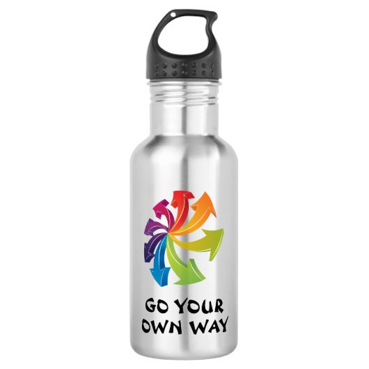 Regenbogenpfeile - Gehen Sie selbst Edelstahlflasche (Vorderseite)