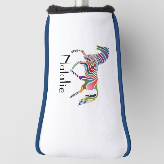 Regenbogenpferd - Ihr Name Golf Headcover (Rotieren 90)