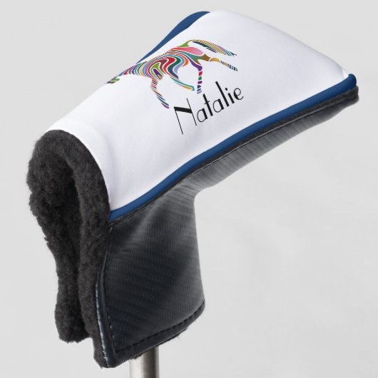 Regenbogenpferd - Ihr Name Golf Headcover (3/4 Vorderseite)