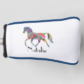 Regenbogenpferd - Ihr Name Golf Headcover (Vorderseite)