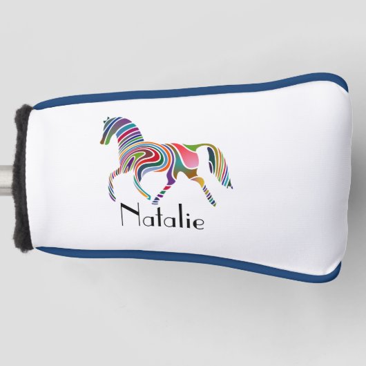 Regenbogenpferd - Ihr Name Golf Headcover (Vorderseite)