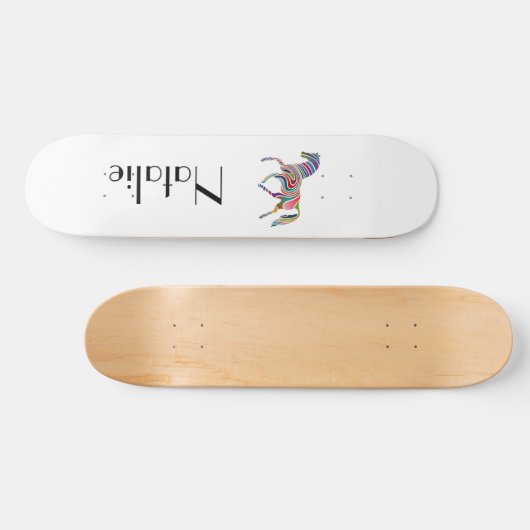 Regenbogenpferd - Ihr Name Skateboard (Horizontal)