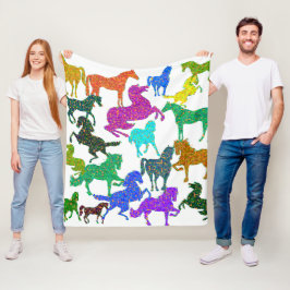 Regenbogenpferde - "Hübsch über Pferde!" Fleecedecke
