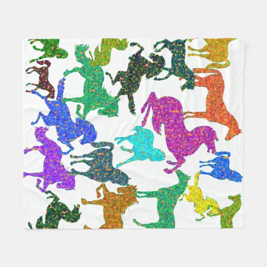 Regenbogenpferde - "Hübsch über Pferde!" Fleecedecke (Vorderseite (Horizontal))