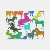 Regenbogenpferde - "Hübsch über Pferde!" Fleecedecke (Vorderseite (Horizontal))