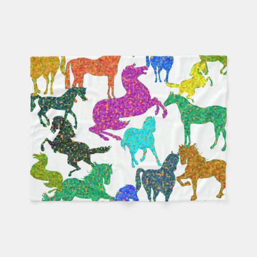 Regenbogenpferde - "Hübsch über Pferde!" Fleecedecke (Vorderseite (Horizontal))
