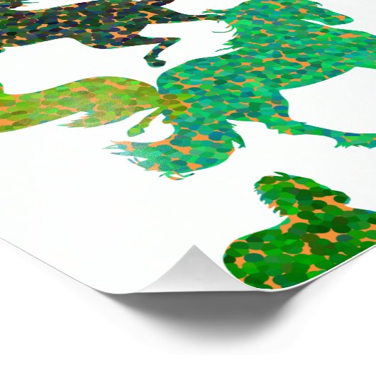 Regenbogenpferde - "Hübsch über Pferde!" Fotodruck (Ecke)