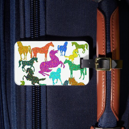 Regenbogenpferde - "Hübsch über Pferde!" Gepäckanhänger (Vorderseite Insitu 4)
