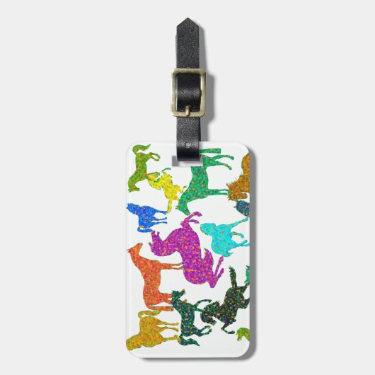 Regenbogenpferde - "Hübsch über Pferde!" Gepäckanhänger (Vorderseite vertikal)