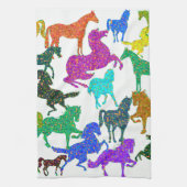 Regenbogenpferde - "Hübsch über Pferde!" Geschirrtuch (Vertikal)