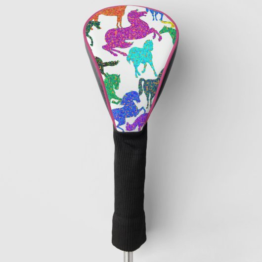 Regenbogenpferde - "Hübsch über Pferde!" Golf Headcover (Vorderseite)