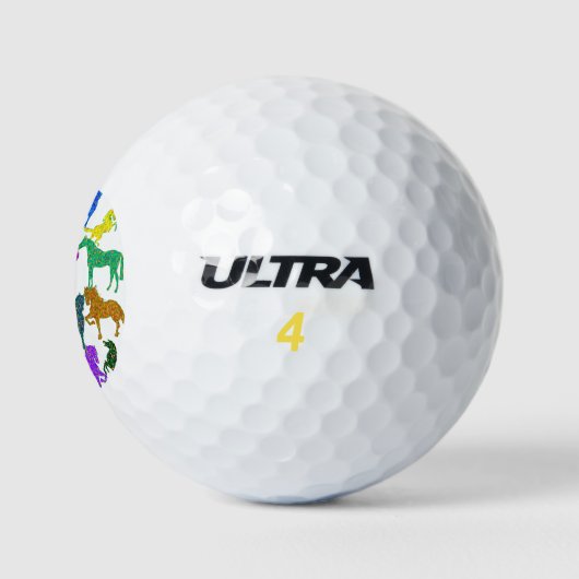 Regenbogenpferde - "Hübsch über Pferde!" Golfball (Logo)