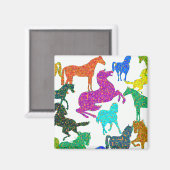 Regenbogenpferde - "Hübsch über Pferde!" Magnet (Vorderseite/Rückseite)