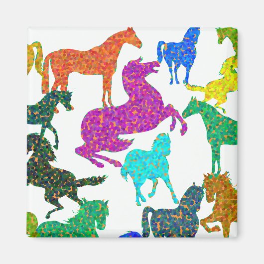 Regenbogenpferde - "Hübsch über Pferde!" Magnet (Vorne)