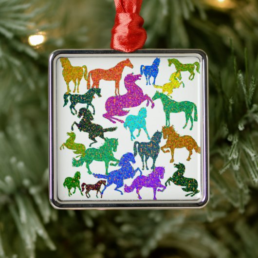 Regenbogenpferde - "Hübsch über Pferde!" Ornament Aus Metall (Baum)