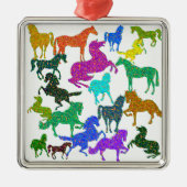 Regenbogenpferde - "Hübsch über Pferde!" Ornament Aus Metall (Vorne)