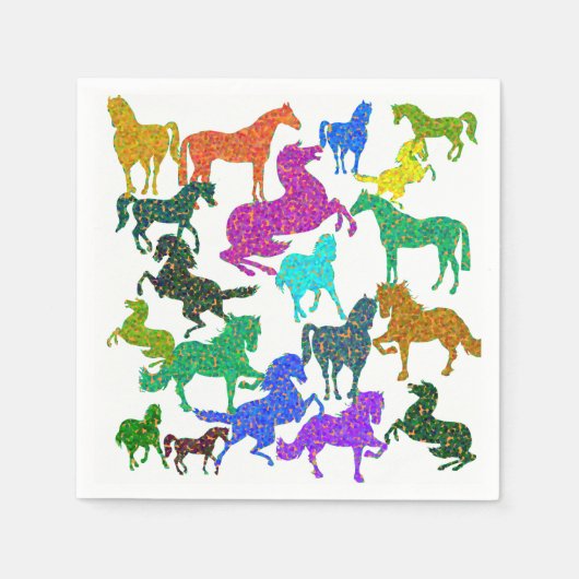 Regenbogenpferde - "Hübsch über Pferde!" Serviette (Vorderseite)