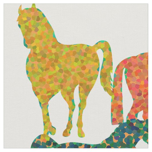 Regenbogenpferde - "Hübsch über Pferde!" Stoff (Nahaufnahme)