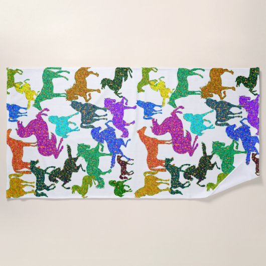 Regenbogenpferde - "Hübsch über Pferde!" Strandtuch (Vorderseite)