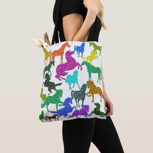 Regenbogenpferde - "Hübsch über Pferde!" Tasche (Von Nahem)