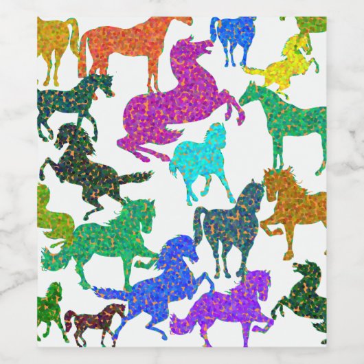 Regenbogenpferde - "Hübsch über Pferde!" Weinetikett (Einzelnes Label)