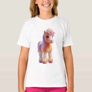 Regenbogenpony Pastell Aquarell-Illustration Kinde T-Shirt