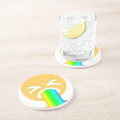 Regenbogenpuppe Emoji Getränkeuntersetzer (Seite)