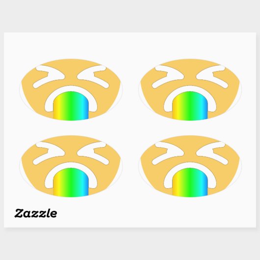 Regenbogenpuppe Emoji Ovaler Aufkleber (Blatt)