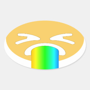 Regenbogenpuppe Emoji Ovaler Aufkleber