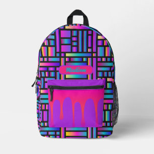 Regenbogenraster-Glow-Personalisierte-Tropf-Tasche Bedruckter Rucksack