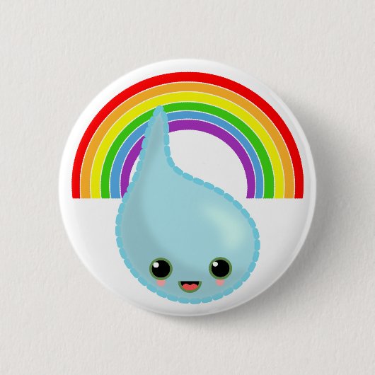 Regenbogenregenschirm-Tropfenregen Button (Vorderseite)