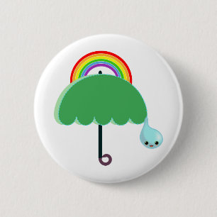 Regenbogenregenschirm-Tropfenregen Button