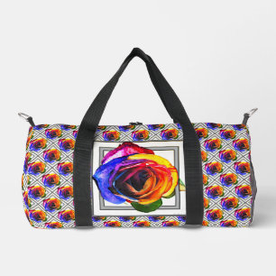Regenbogenrose duffle bag