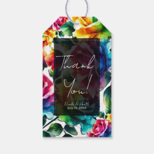 Regenbogenrosen Schwarz & Weiß Lebendige Florale H Geschenkanhänger