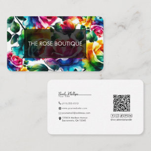 Regenbogenrosen Schwarz & Weiß Lebendige Florale H Visitenkarte